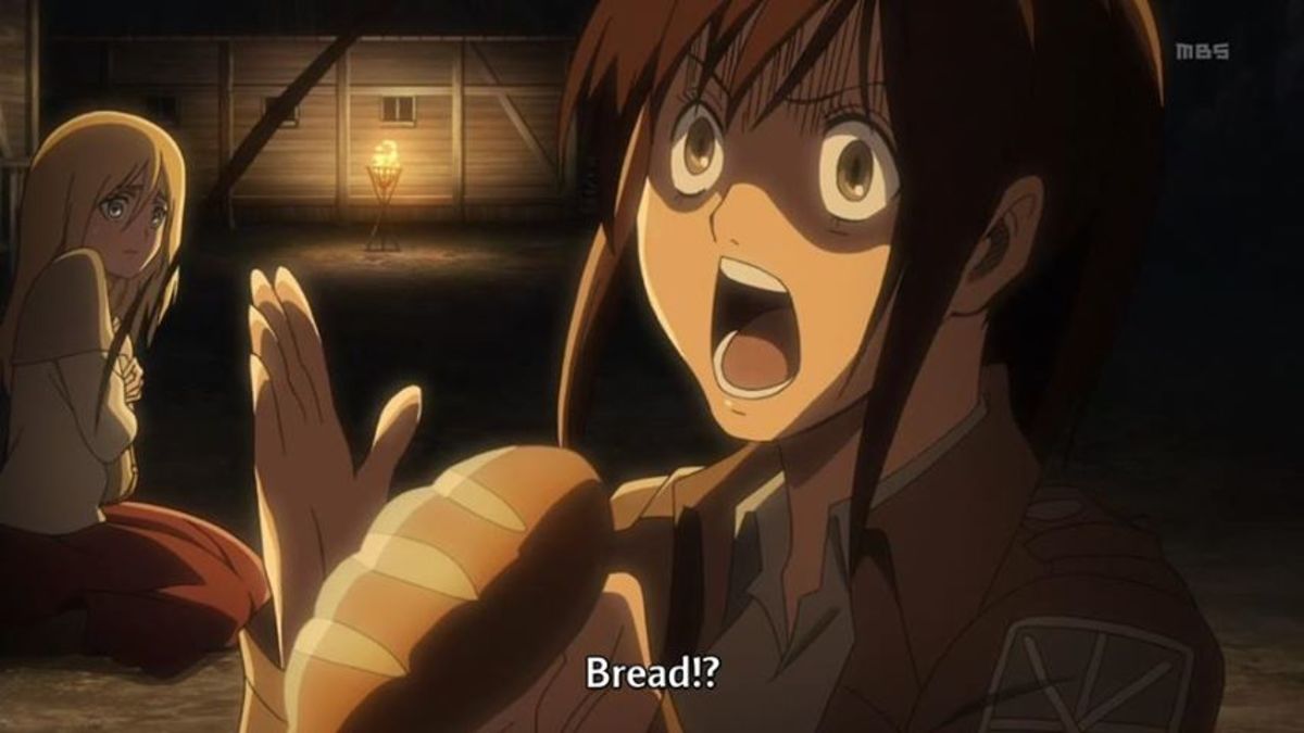 Sasha eating bread.