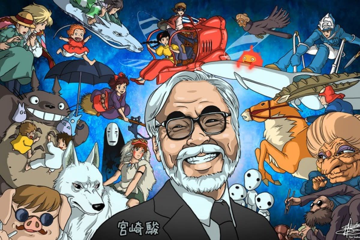 Hayao Miyazaki and the creations of Studio Ghibli. Photo from: Inidie Wire