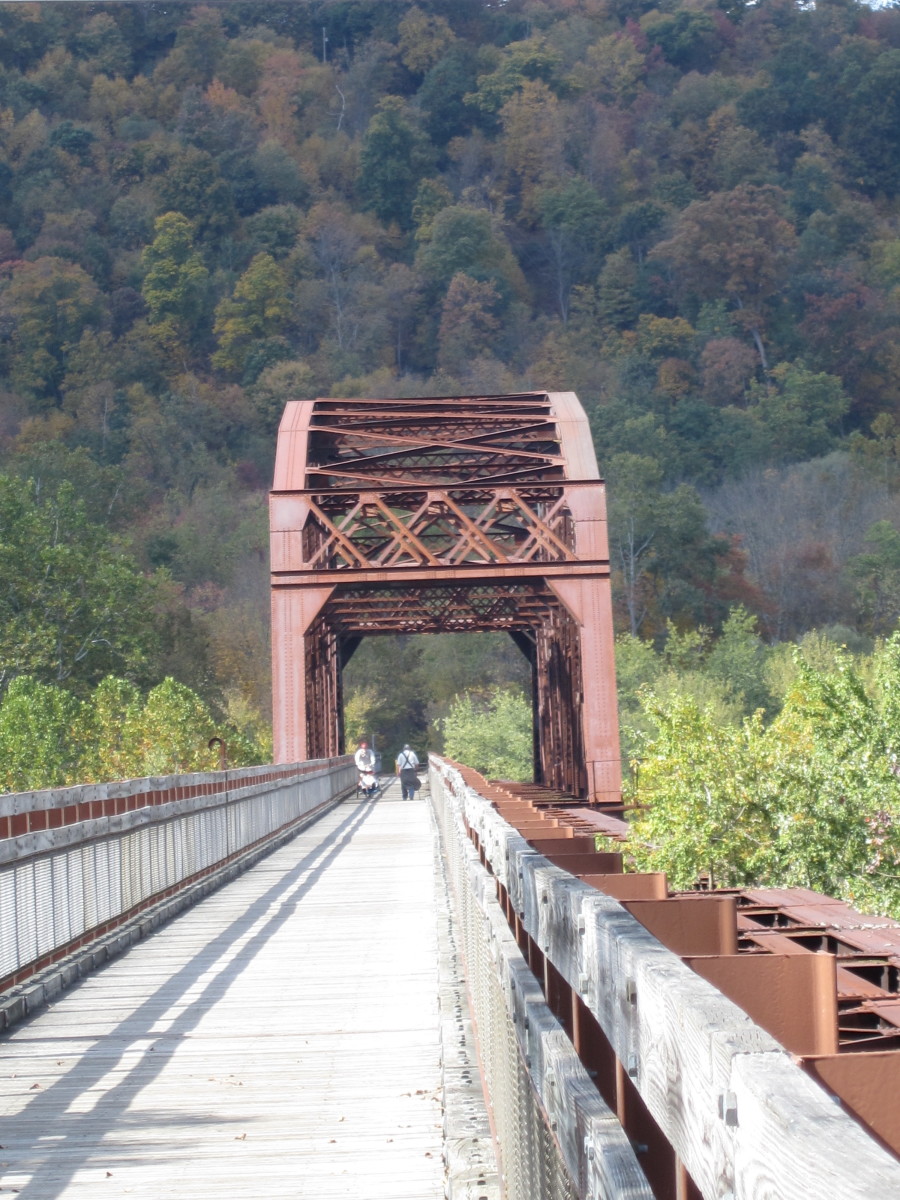 Pedaling Across the Allegheny River on the Sandy Creek Trail Near