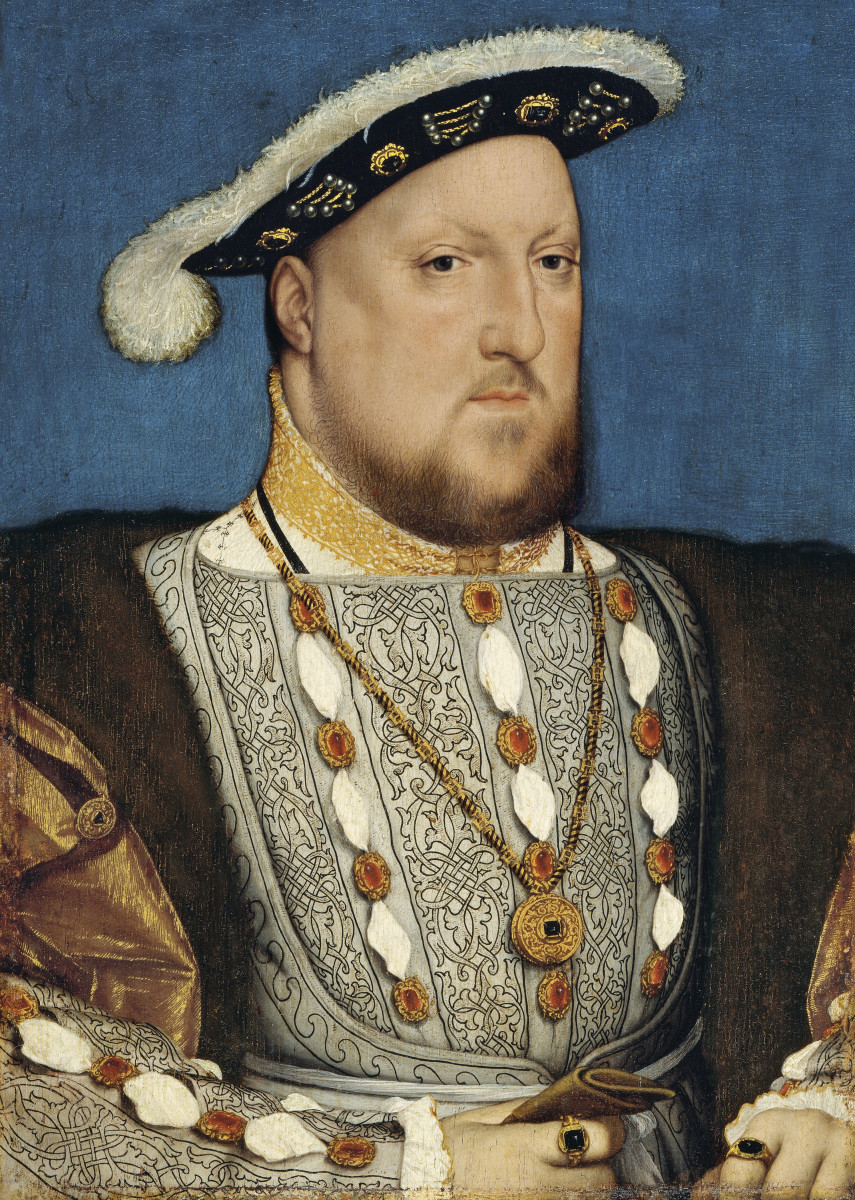 Portrait of Henry VIII of England (1537)  by Hans Holbein the Younger [Public domain]