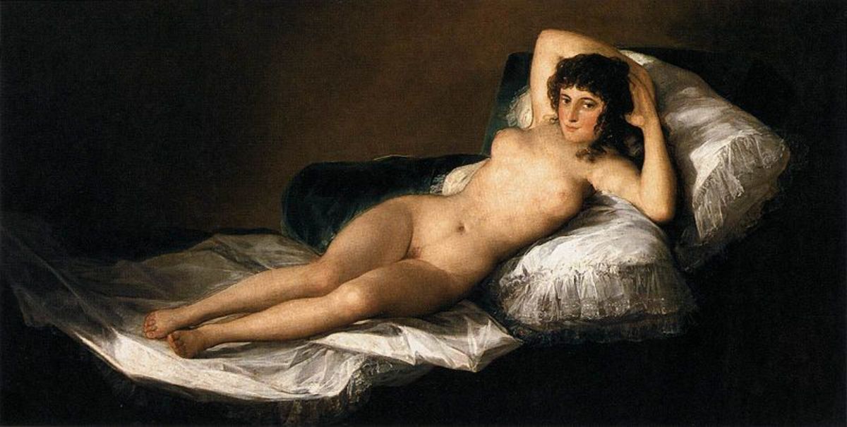 Goya's "The Nude Maja" has been considered as probably the first European painting to show woman's pubic hair