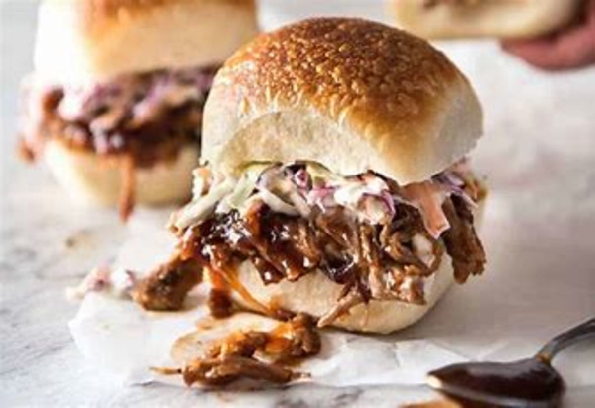 Pulled Pork with cole slaw sandwich