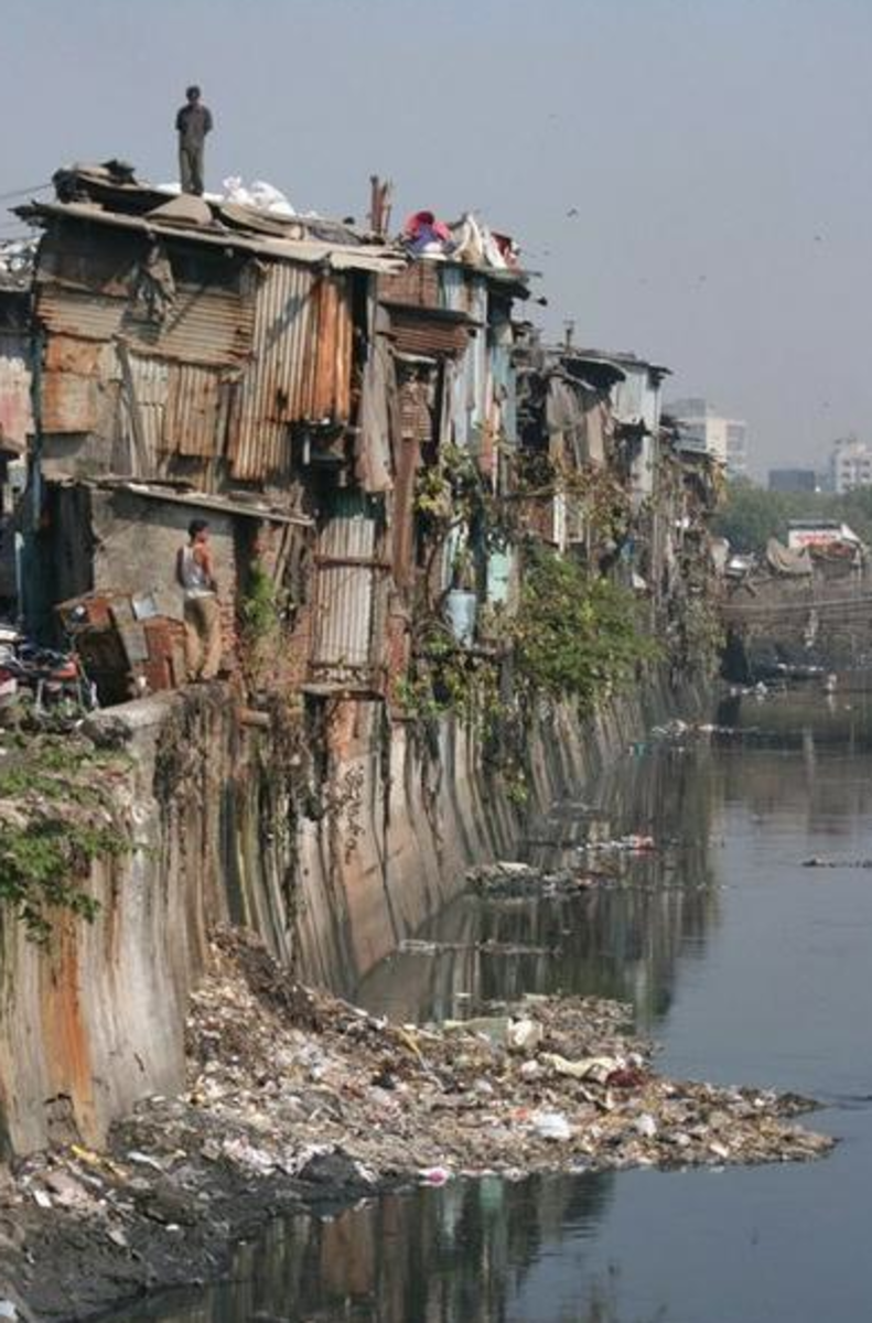 The Dharavi slums of Mumbai, India; It is said to be the largest slum in Asia