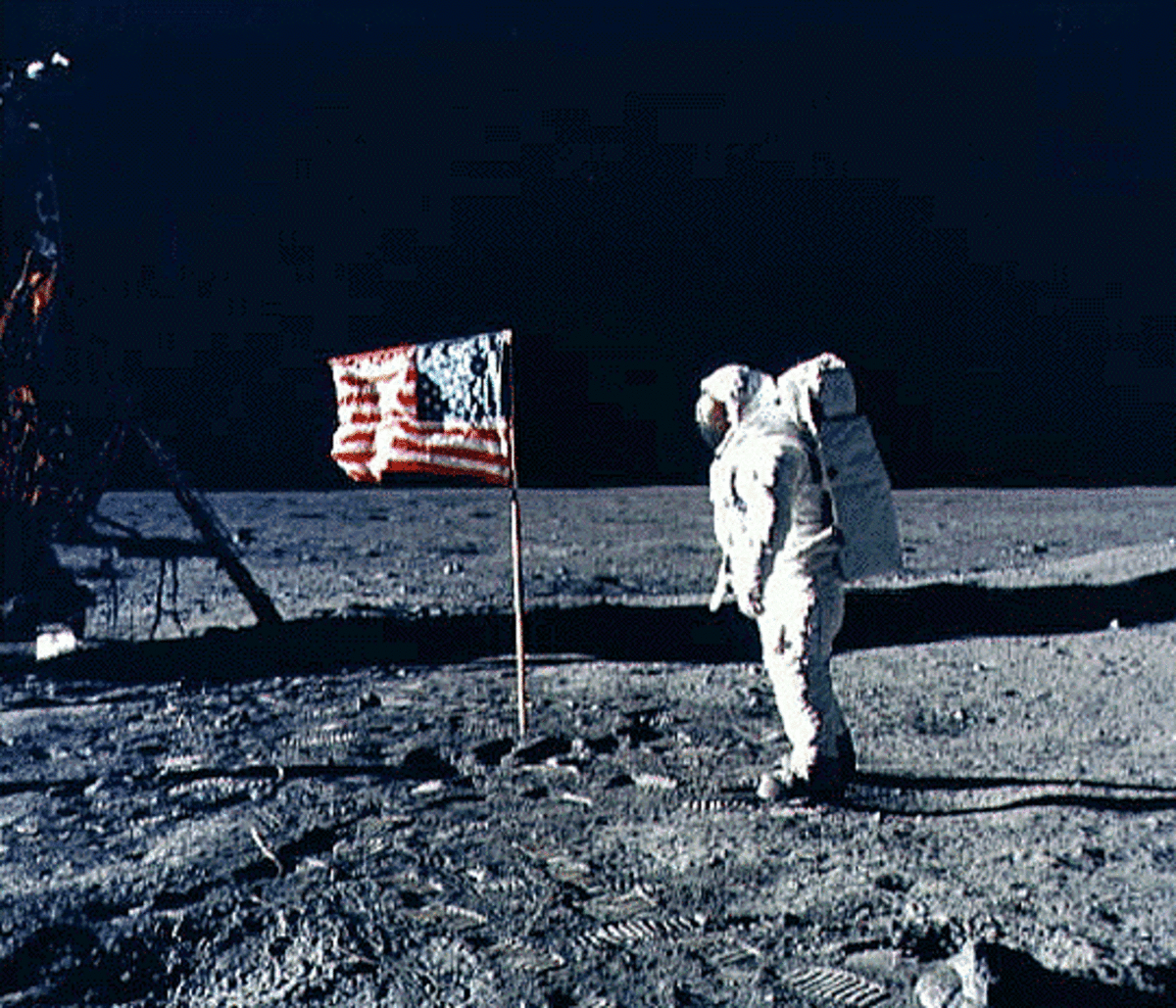 AMERICAN FLAG PLANTED ON THE MOON