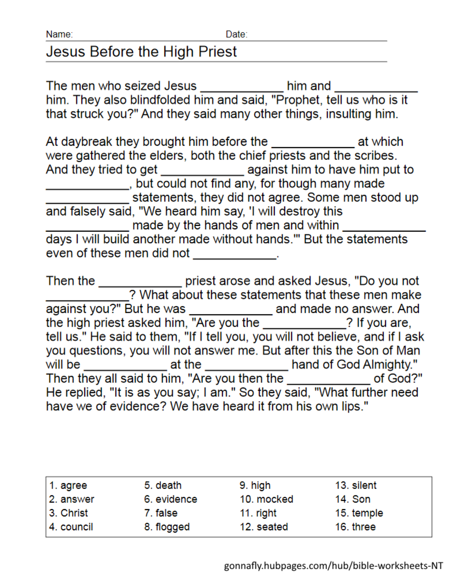 Jesus before the high priest fill in the blanks