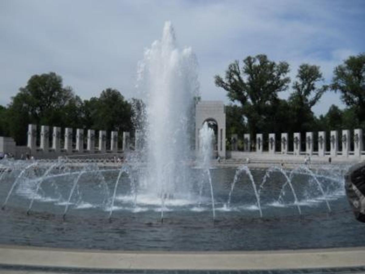WWII memorial fountain.