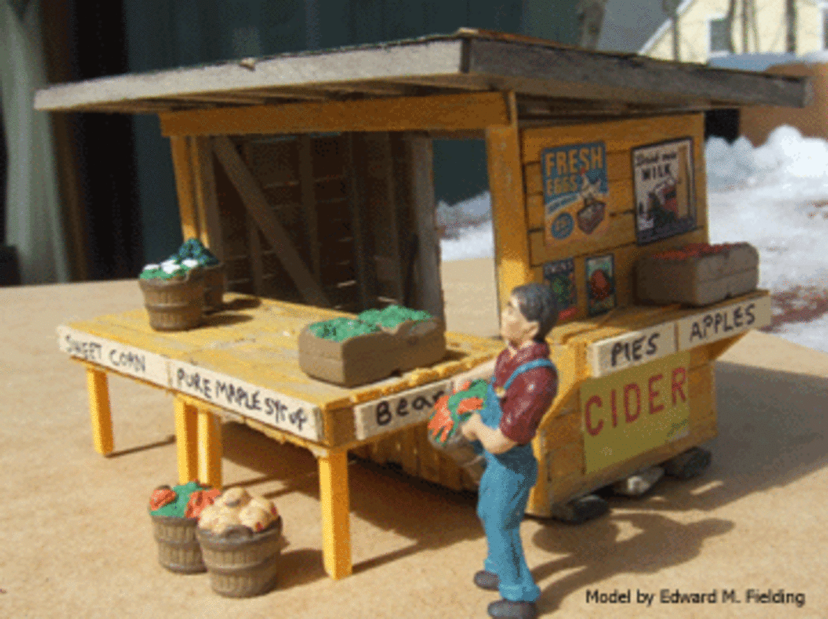 Another shot of the farm stand O scale  model with details.
