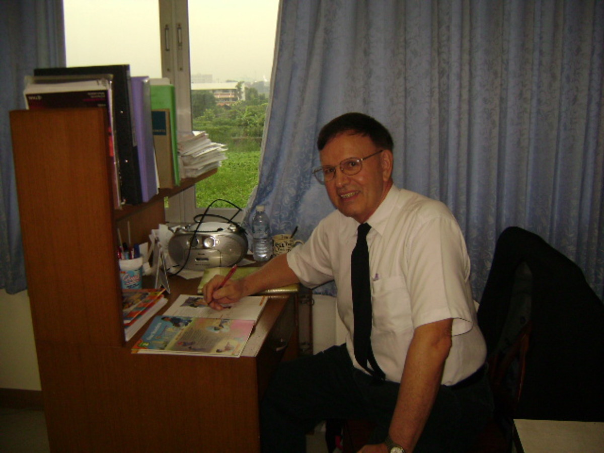 The author as an English teacher at Saint Joseph Bangna School in Thailand in 2009.