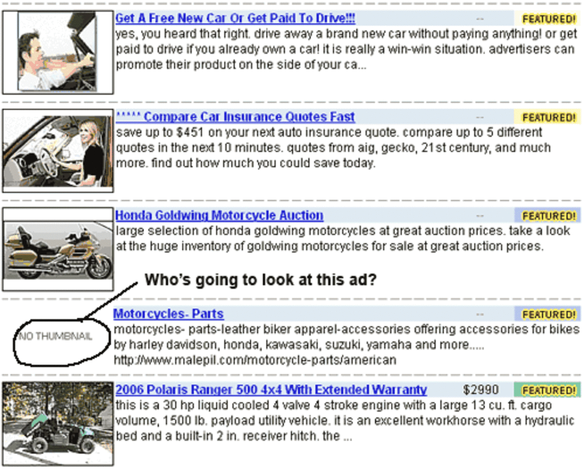 Place listings on USFreeads but be sure to use thumbnail images to attract attention