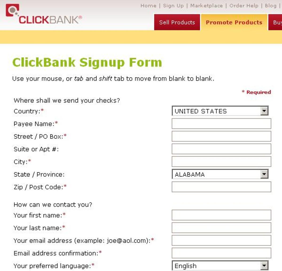 Sign up for a Clickbank account