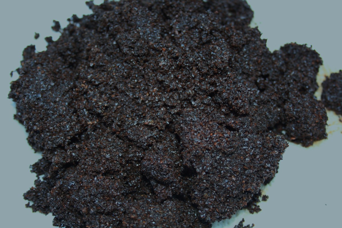 Coffee grounds and other organic matter are mixed with clay in Flynn's recipe for DIY water filters.