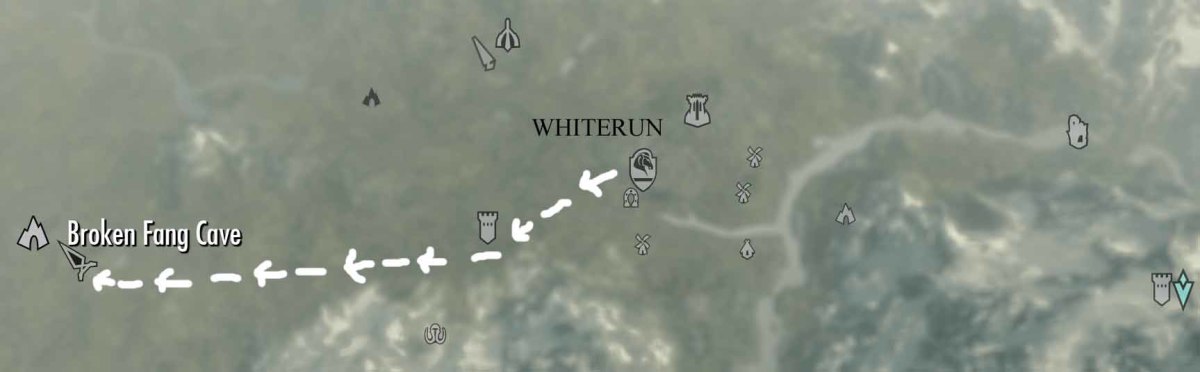 Skyrim from Whiterun to Broken Fang Cave