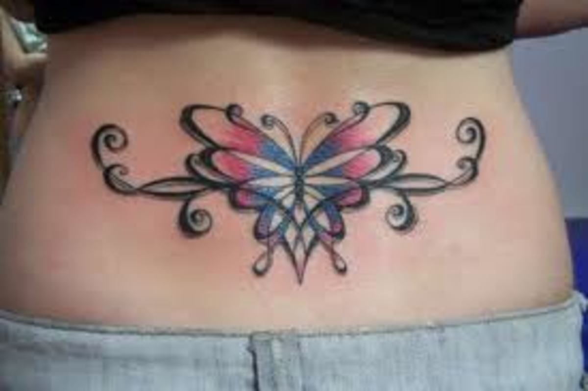 One of the better lower back butterfly tattoo designs