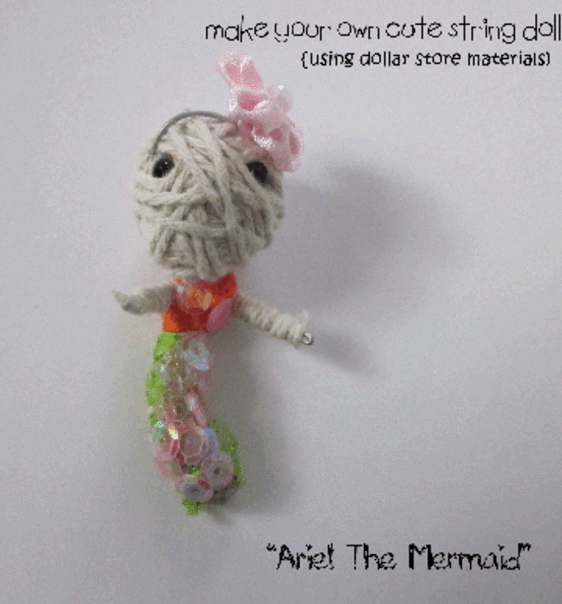 String Doll Idea #2: add colored string and sequins...whala  a mermaid.