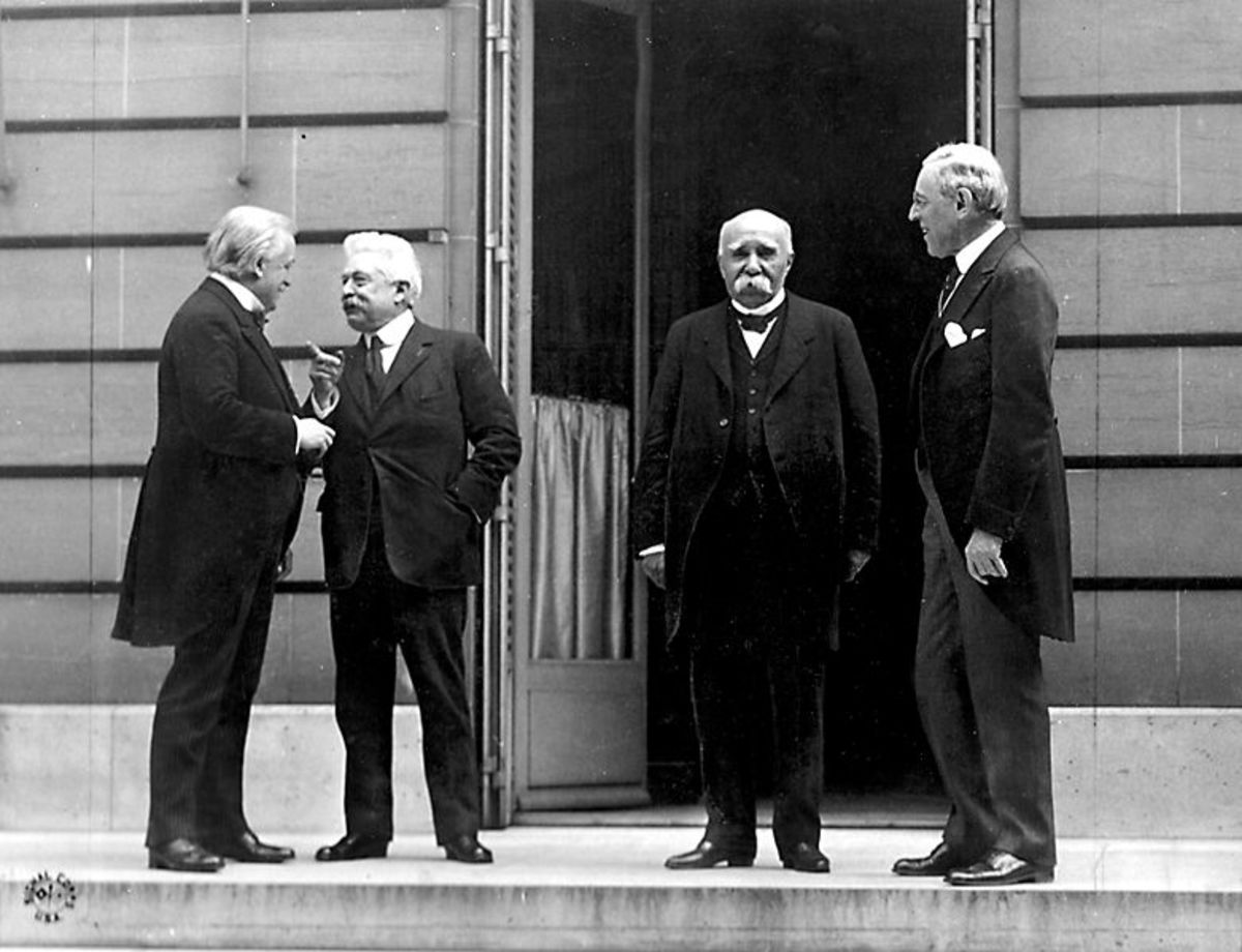 Prime Minister David Lloyd George, Britian, Premier Vittorio Orlando, Italy, French Premier Georges Clemenceau, President Woodrow Wilson