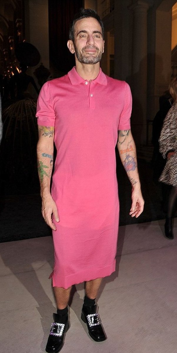 Marc Jacobs wearing a Pink t-shirt dress by Comme des Garçons