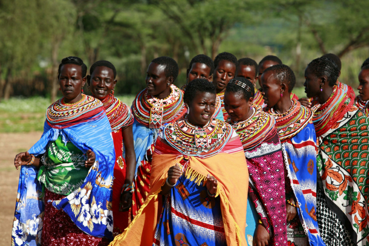 Maasai women. The head is shaven almost all the time or the hair is kept short.