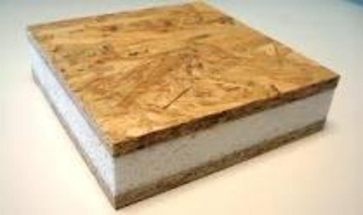 A Structural Insulated Panel (SIP) or, from a distance, a huge ice cream sandwich.