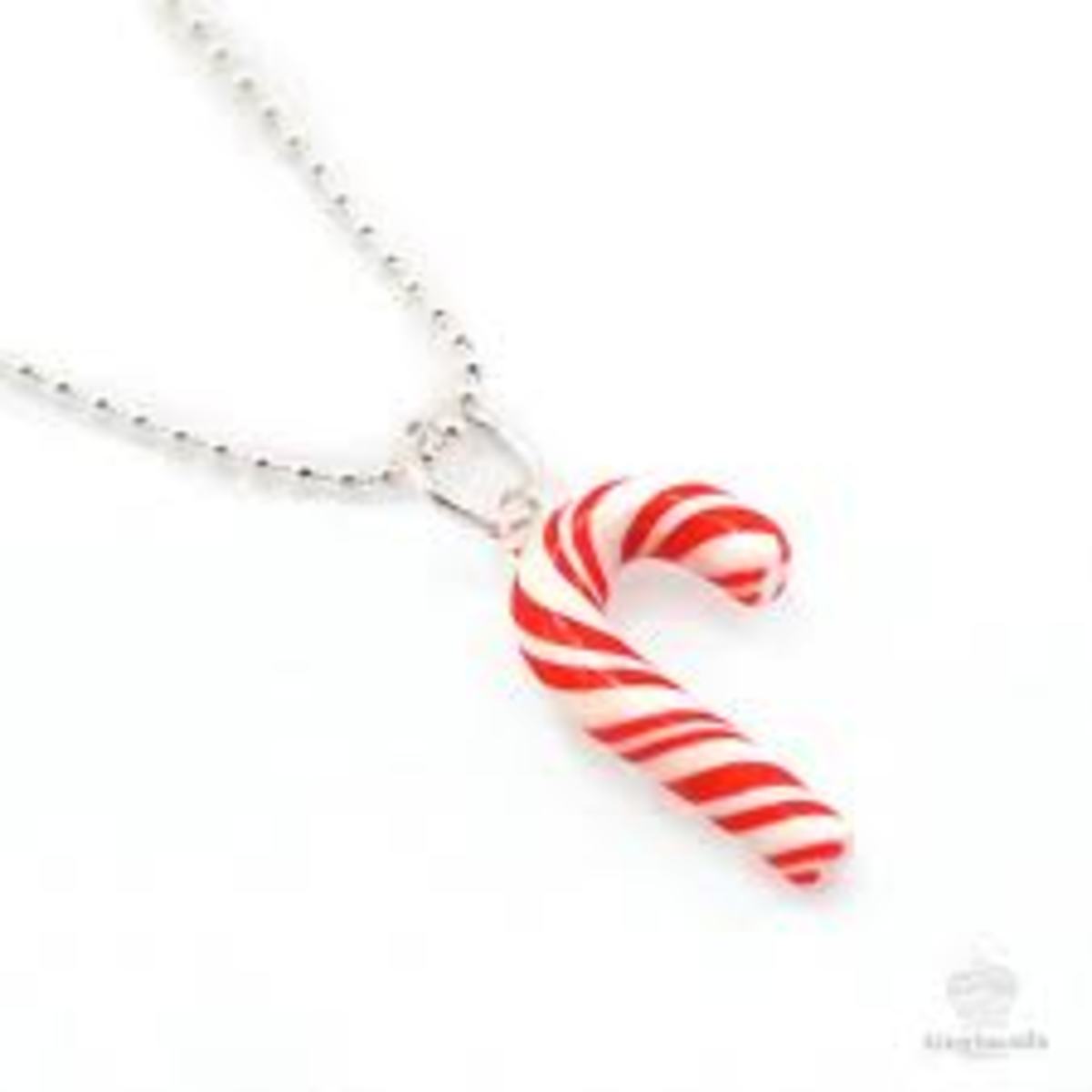 POLYMER CLAY CANDY-CANE NECKLACE
