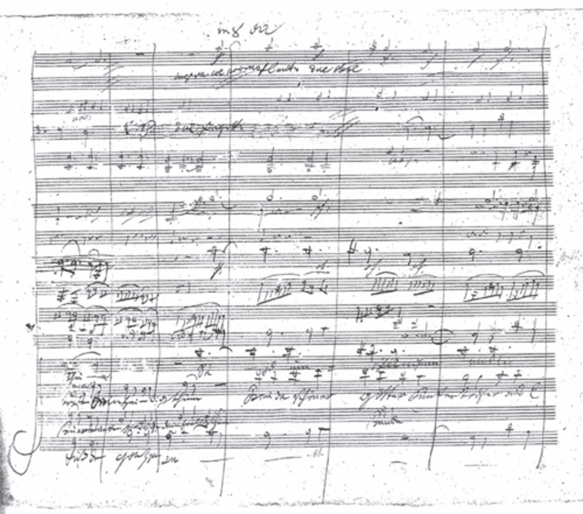 An original handwritten copy from the score of the 9th symphony.