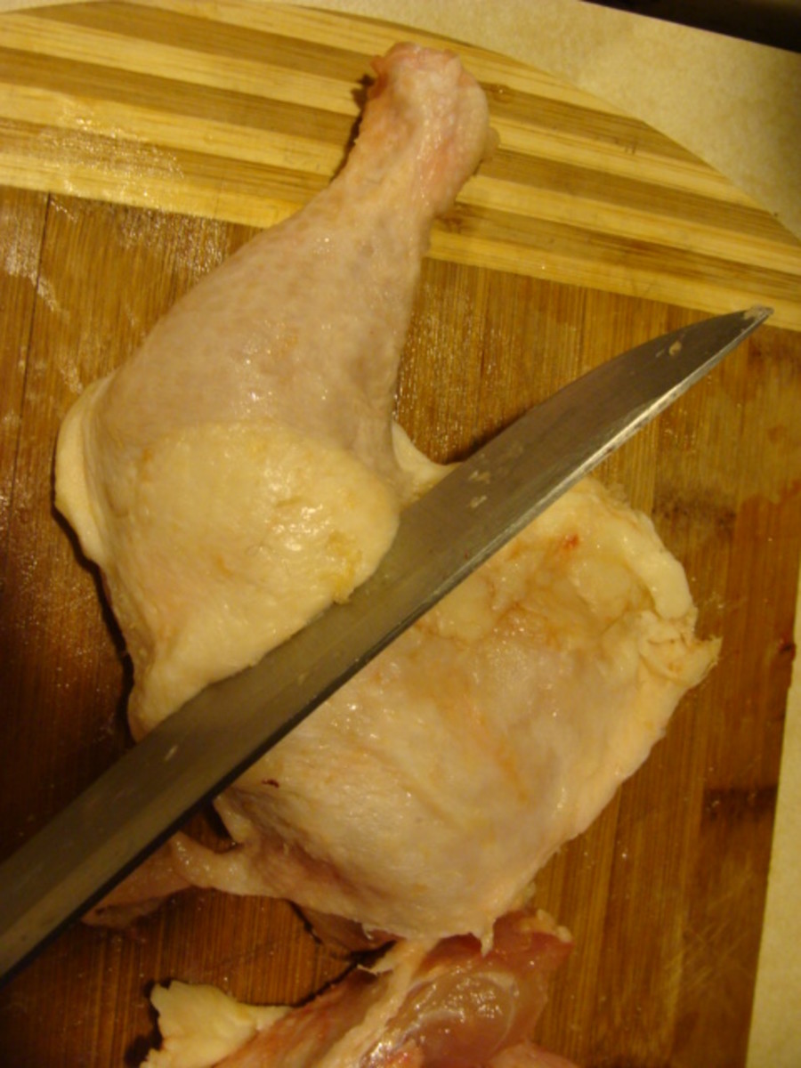 Separate the drumstick from the thigh