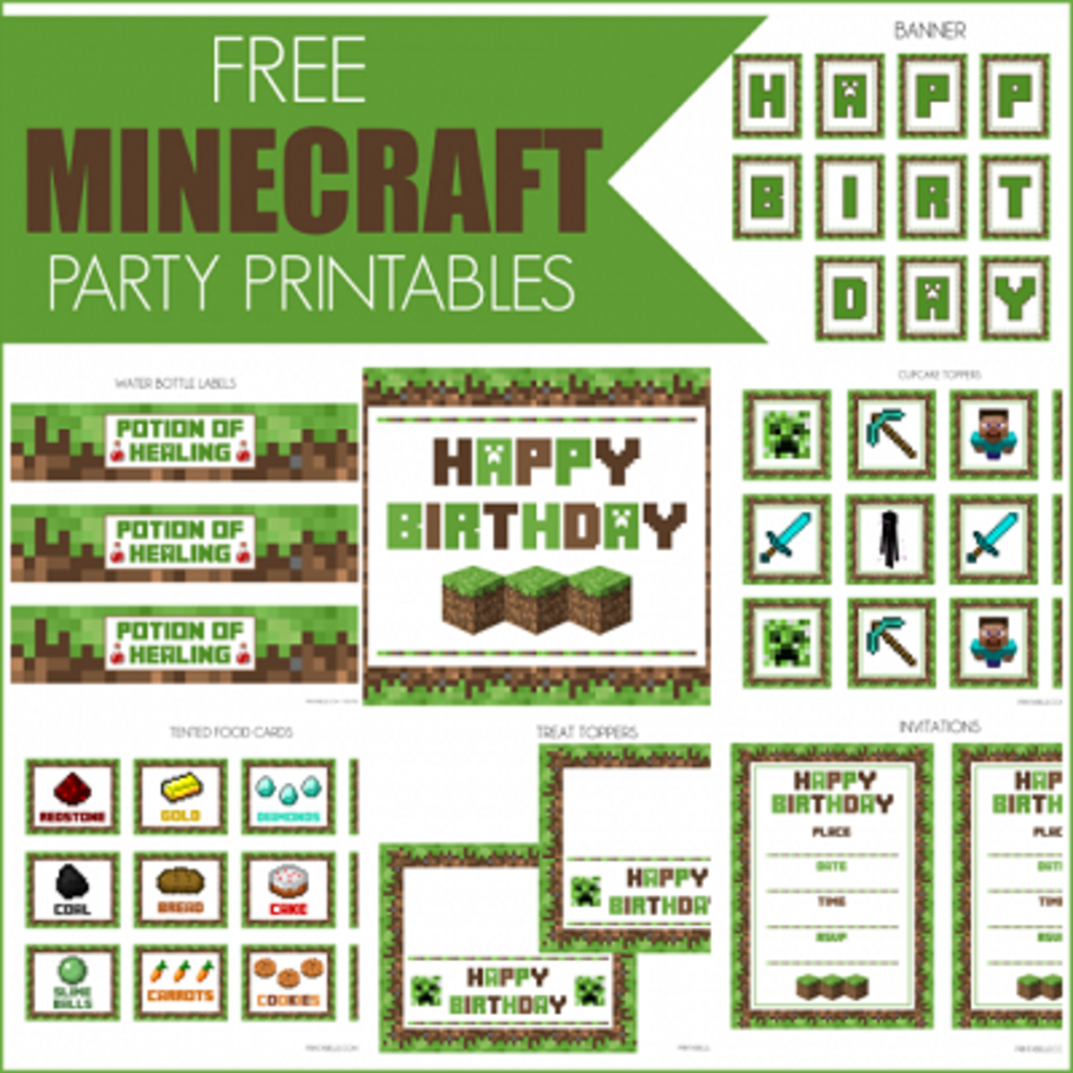 Printable Minecraft party pack