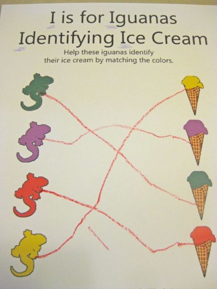 alphabet activites for kids i is for iguanas identifying ice cream