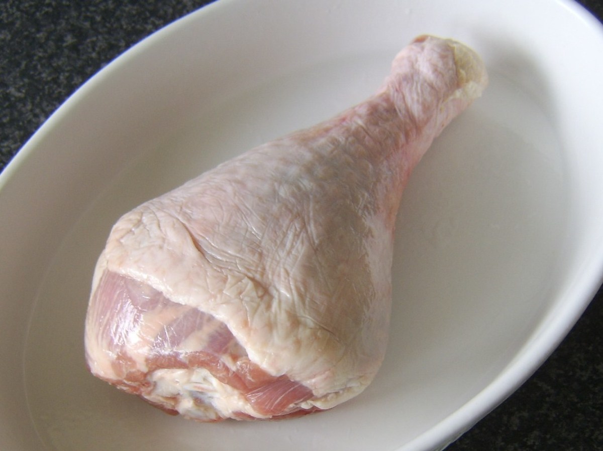 Turkey drumstick ready to be prepared for roasting