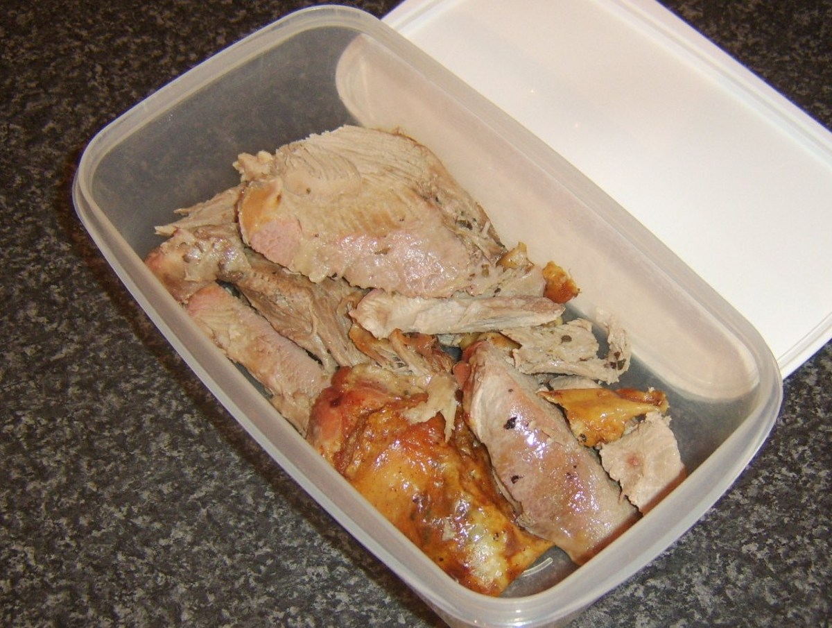 Meat removed from a turkey drumstick