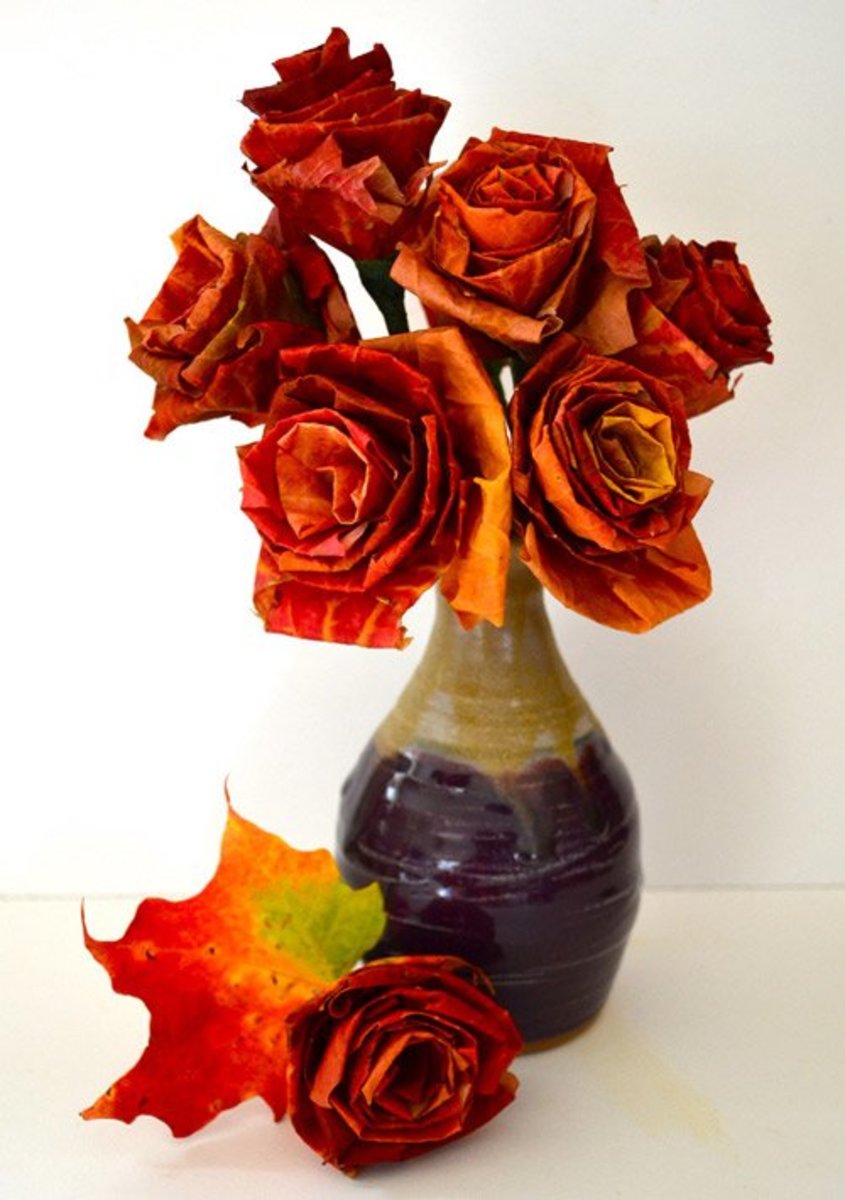 Roses made from fall leaves