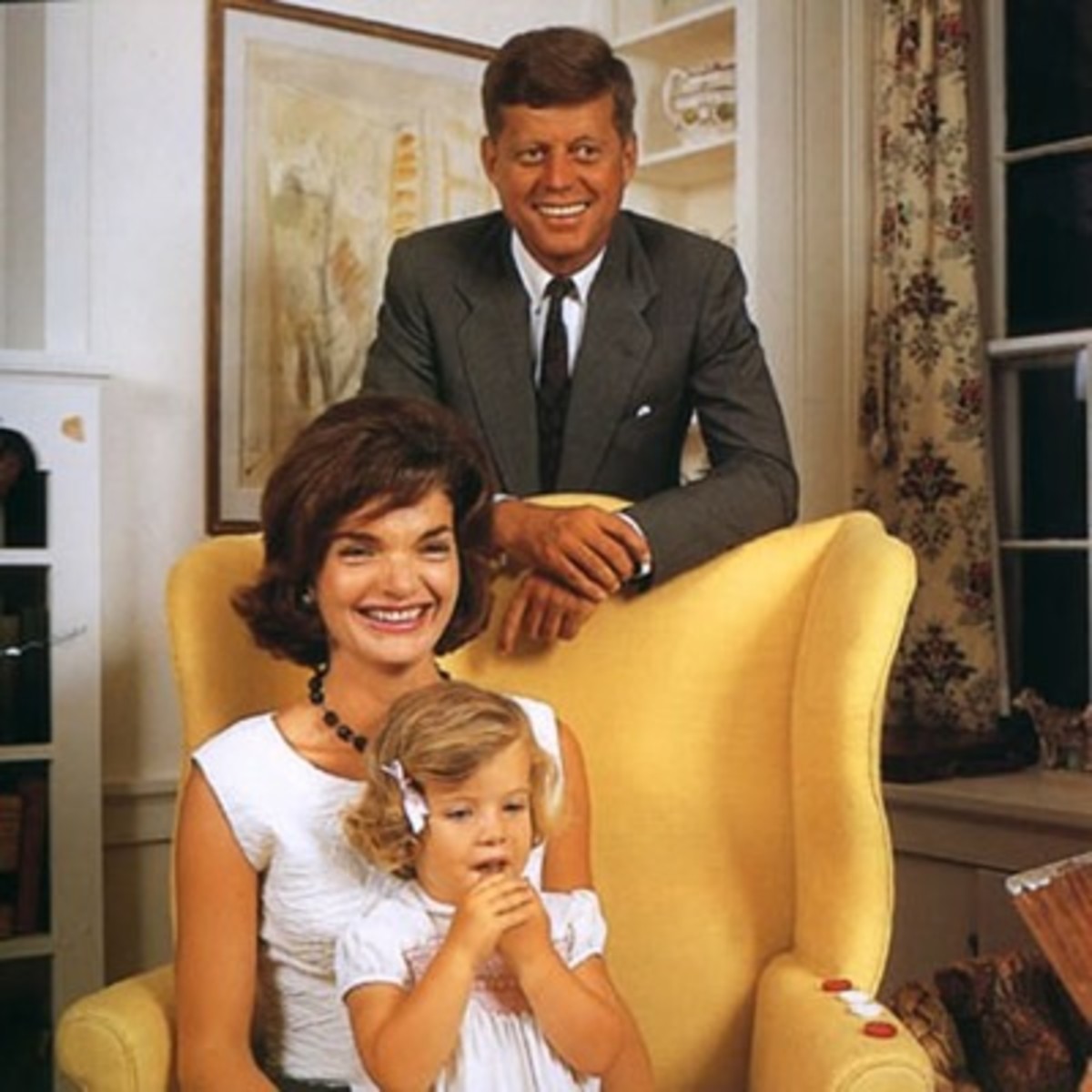 President, Jackie and Caroline at the White House