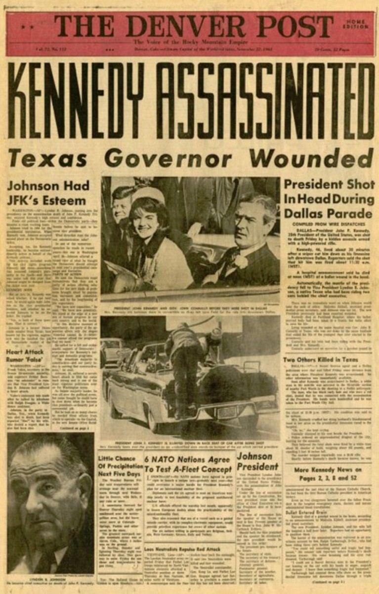 Front Page of Denver Post, Friday, November 22, 1963