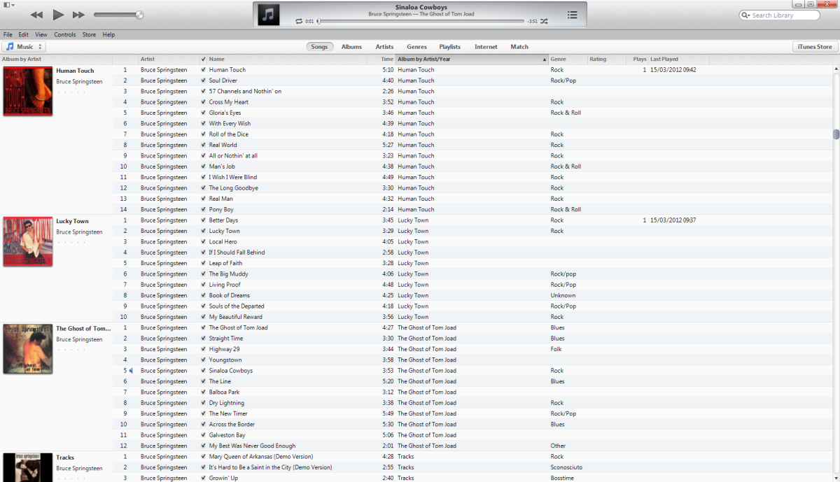 A section of my tidied iTunes library, with the tags or metadata organised using MP3Tag.