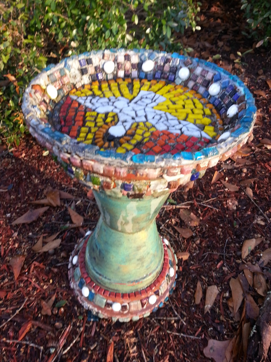 My Mosaic Birdbath Creation