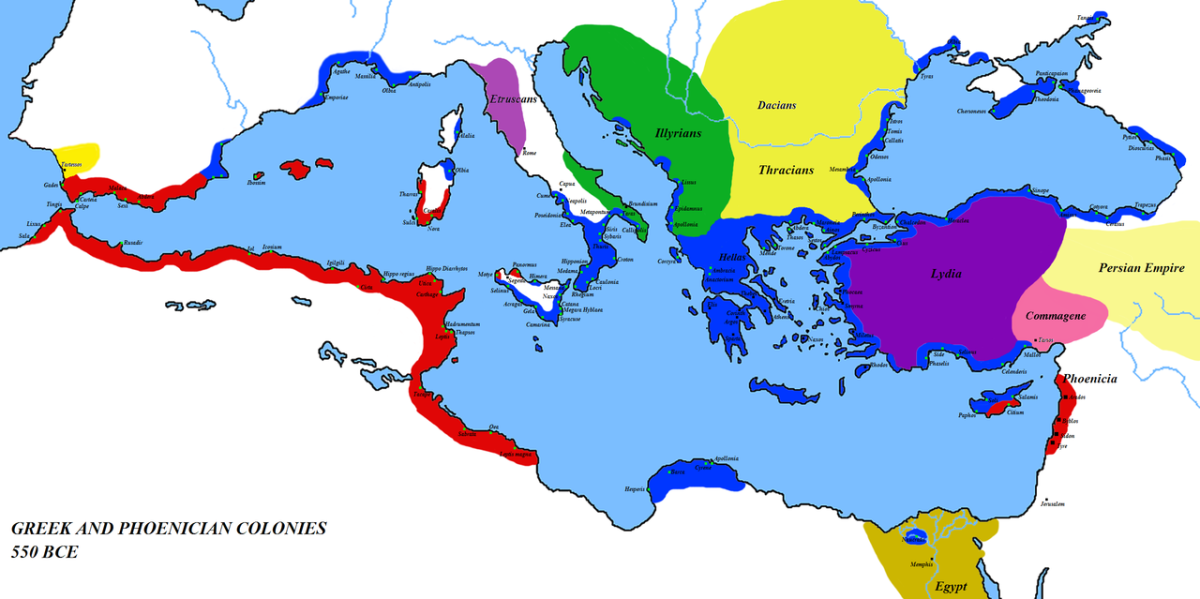Phoenicia and colonies in red