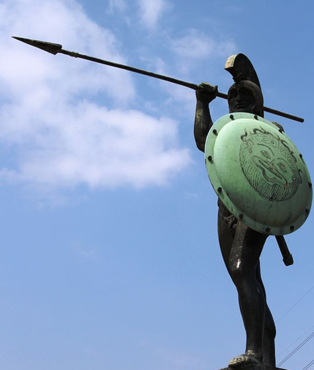 Leonidas of Sparta with Deimos on his shield