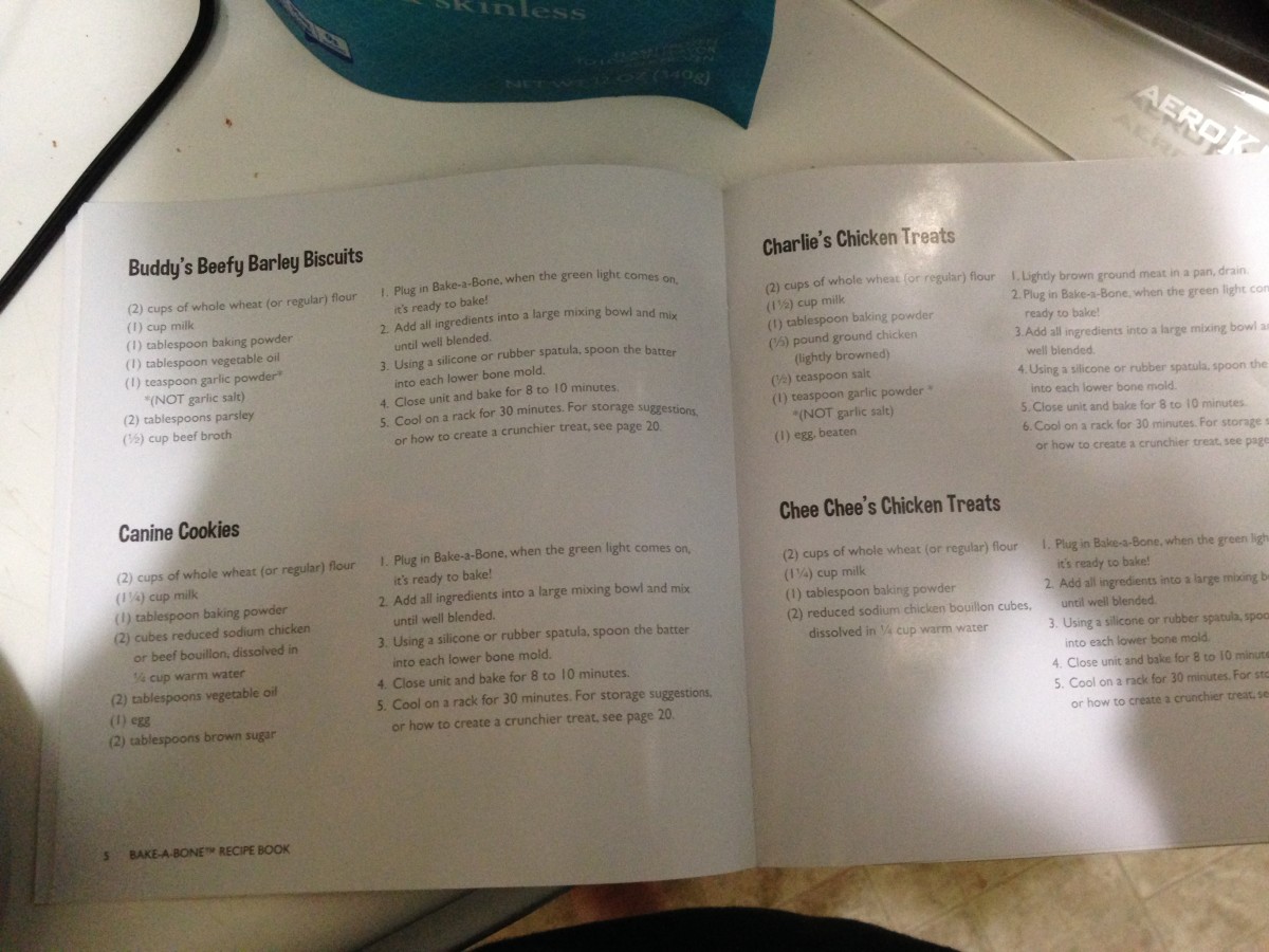 The user guide and recipe booklet are conveniently in the same book. Unless you lose it, then its not so convenient. This shows the recipe that I made for 'Chee Chee's Chicken Treats'. 