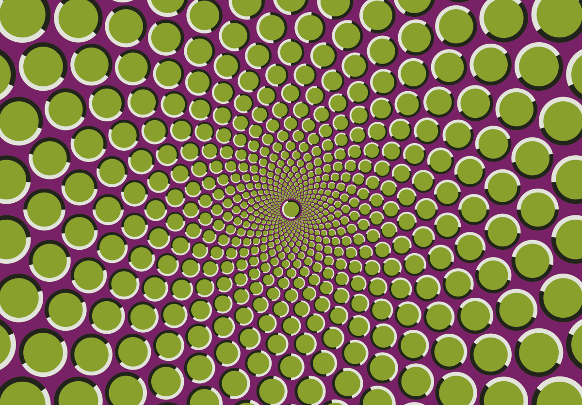 Optical Illusion of moving dots in a swirl pattern