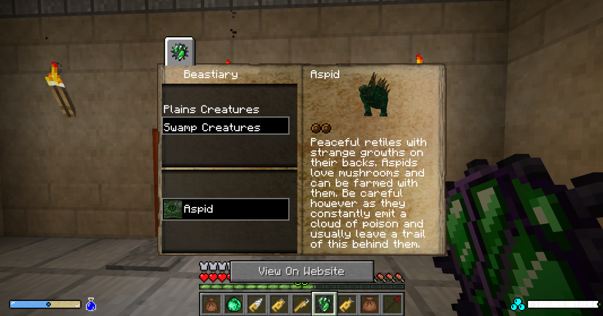 Using a soulgazer on a creature provides the player with a significant amount of information on that beast, as well as a clickable link to the creature's page on the mod's official website.
