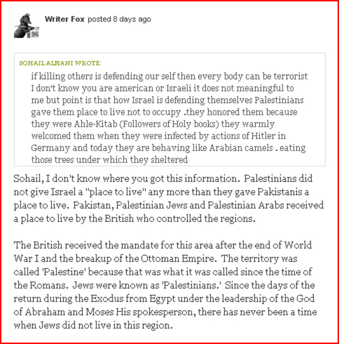 Israel/Palestine Conflict Questions from Pakistan