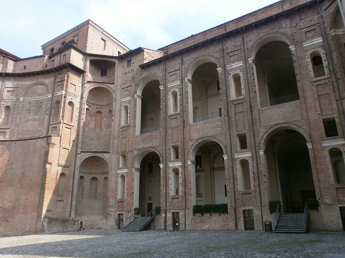 Palazzo Farnese in Piacenza (XVI century), the internal court with the angular apse
