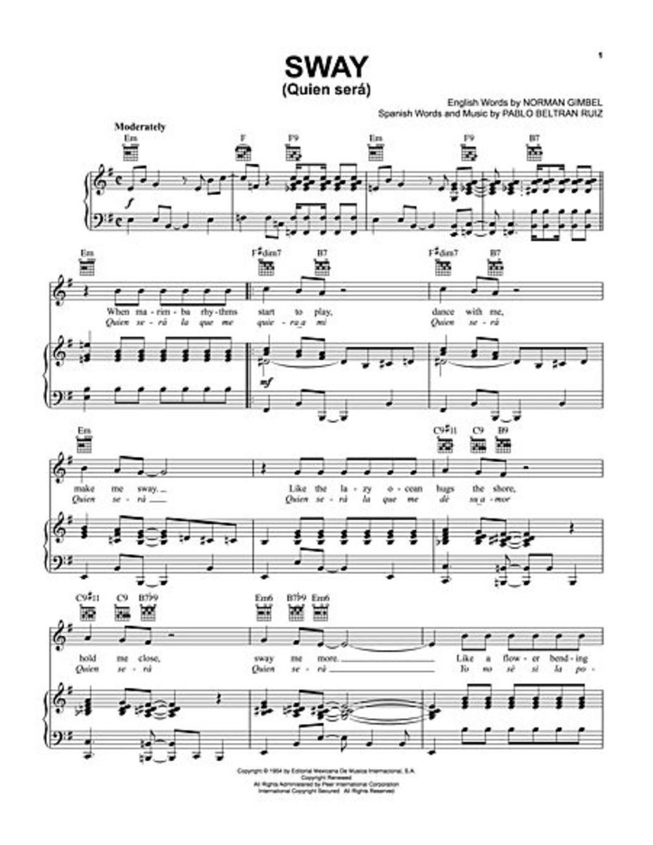 Sheet Music for Quien Sera ( Sway)