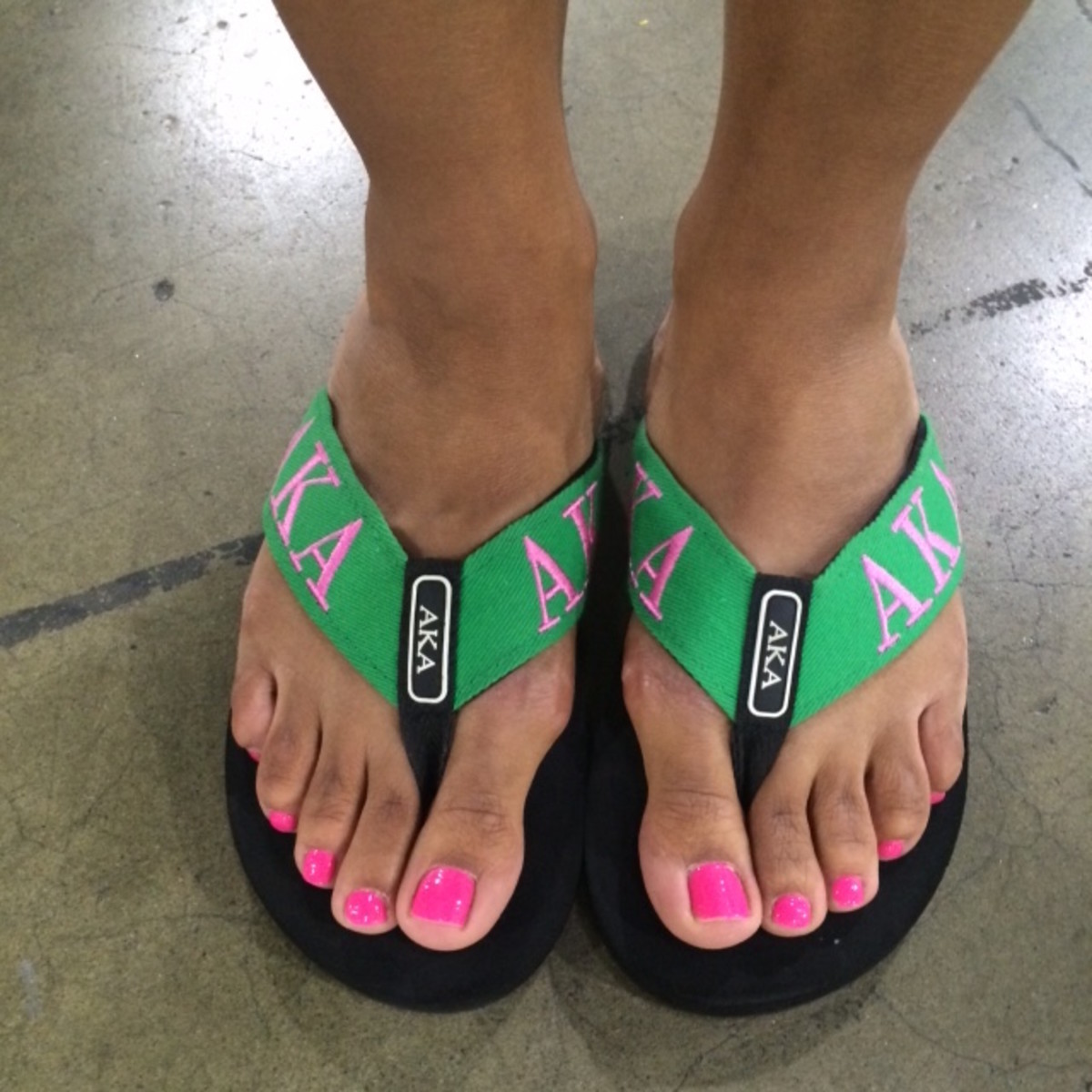 Customized Alpha Kappa Alpha Sorority, Inc. flip flops and another great pedicure!
