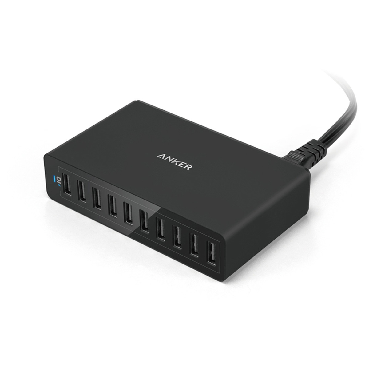 The Anker PowerPort 10 can charge up to 10 devices, and outputs up to 12 total amps of power.