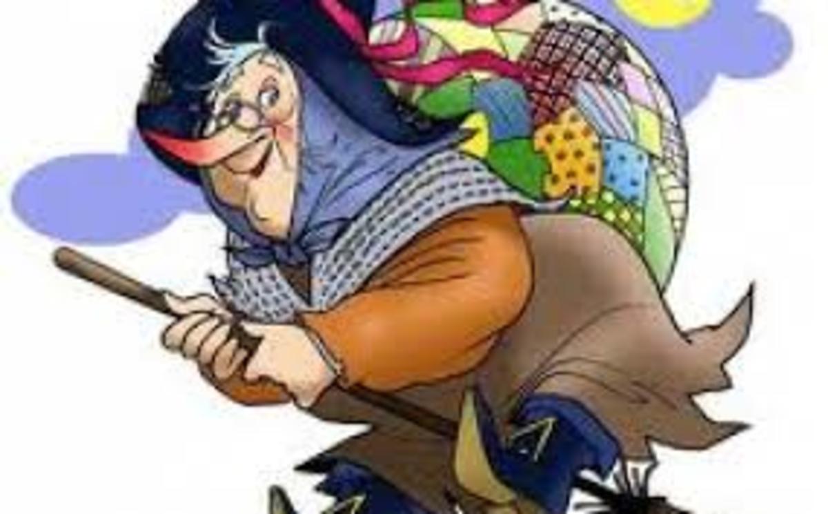 In Italy some of the presents for children are received at the feast of epiphany. So, instead of Father Christmas coming down the chimney, it is this old woman called la befana.   