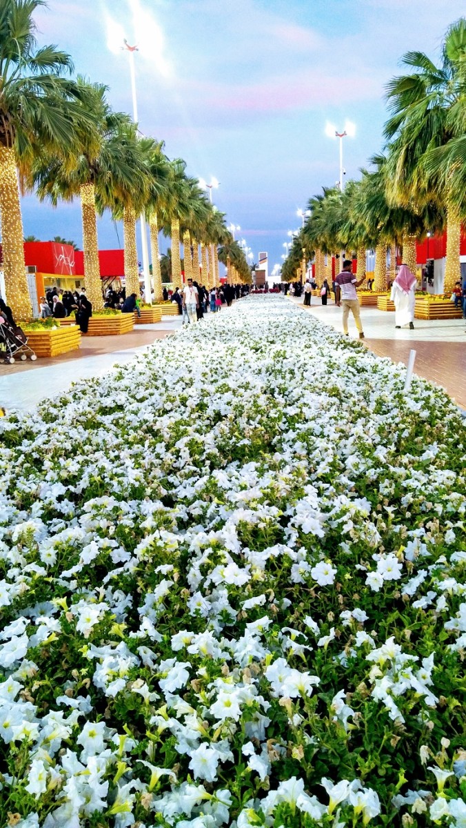 Pathway to Heaven. The stunning immaculately white centerpiece, that stretches to several meters, is simply amazing. #YanbuFlowersFestival2019