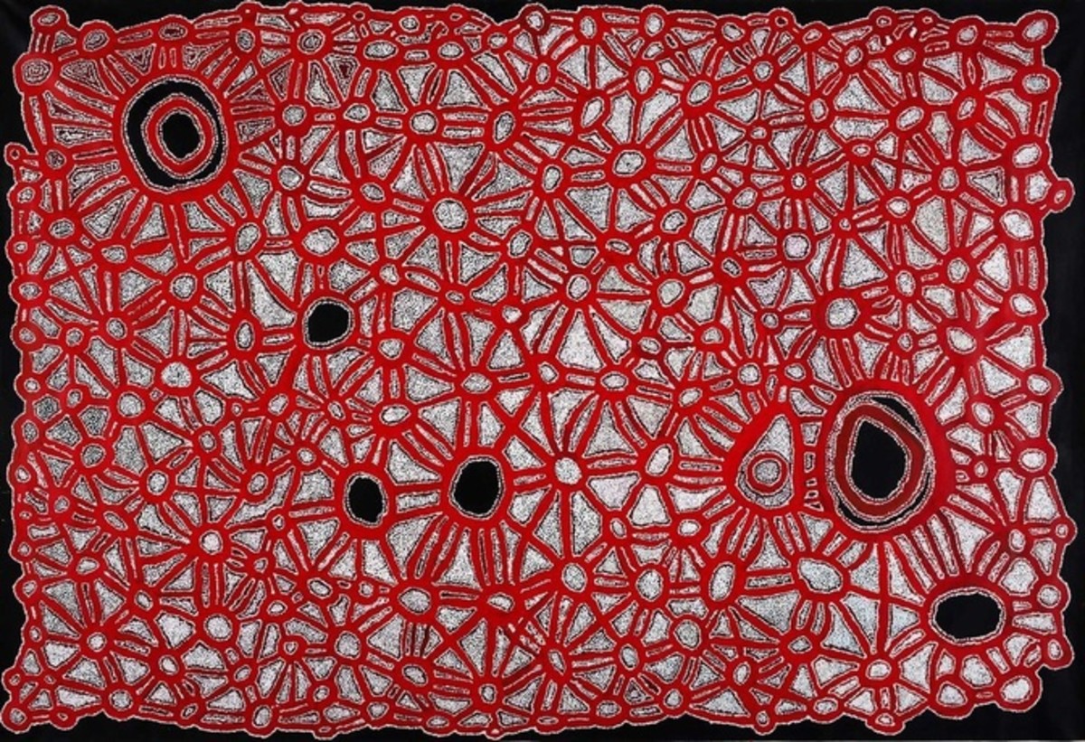 Fred Grant, Pulyunya, 2018, Acrylic on Linen, 78 ¾ x 114 3/16 in. (200 x 290 cm), Fondation Opale, Switzerland
