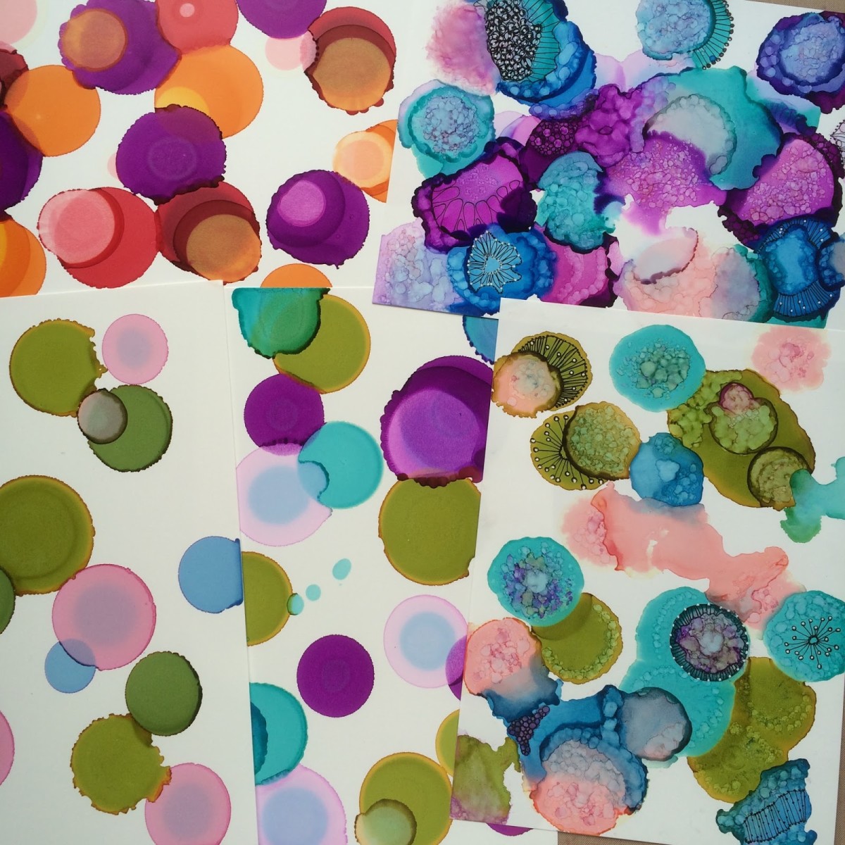 Simple drops of alcohol inks on yupo paper. One of the easiest techniques