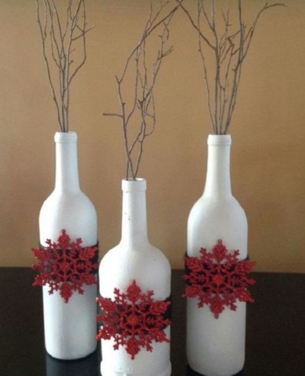 Snowflake decorated bottles