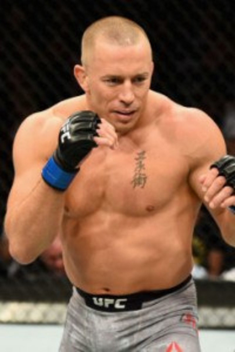 Georges St-Pierre during his fight against Michael Bisping in 2017.